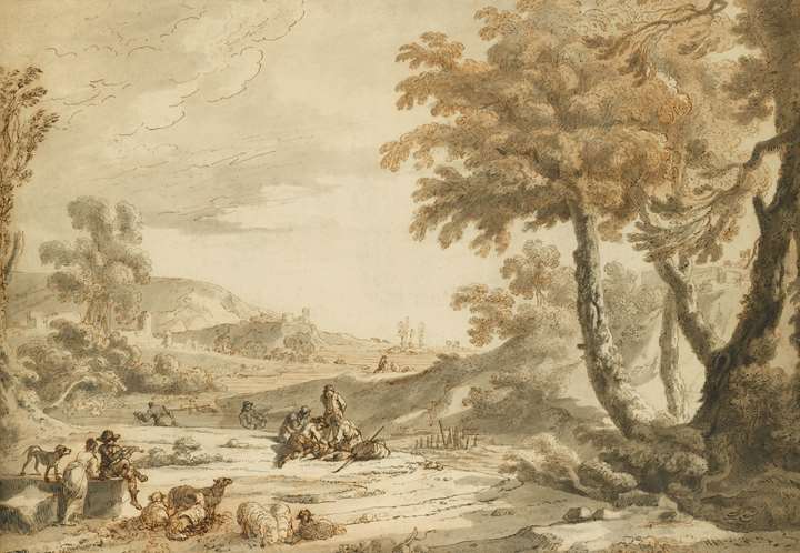 Landscape Animated with Musicians, Shepherds and Fishermen